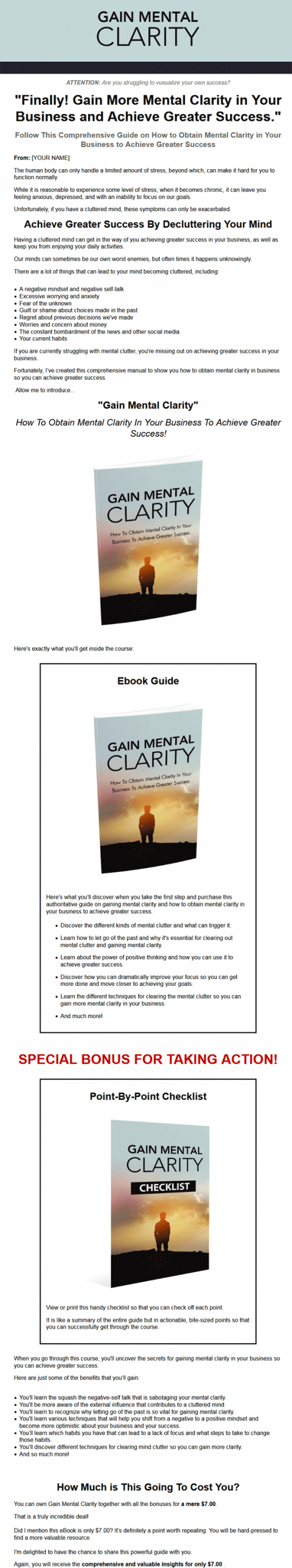 Gain Mental Clarity Ebook with Master Resale Rights