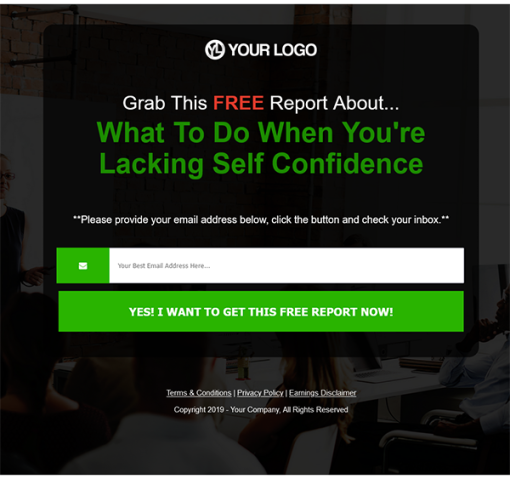 What to Do When Lacking Confidence PLR Listbuilding Package Squeeze Page