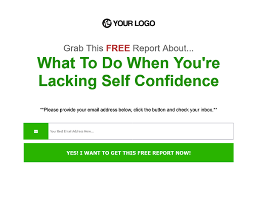 What to Do When Lacking Confidence PLR Listbuilding Package Squeeze Page